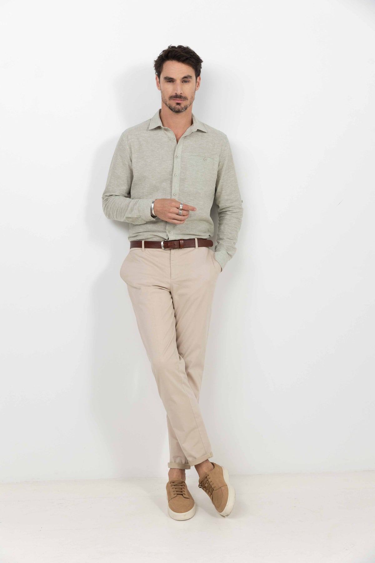 Chino beige stretch élégant - 1