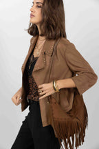 Veste suédine marron rock chic - 2