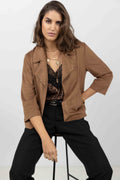 Veste suédine marron rock chic - 1