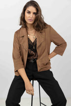 Veste suédine marron rock chic - 1