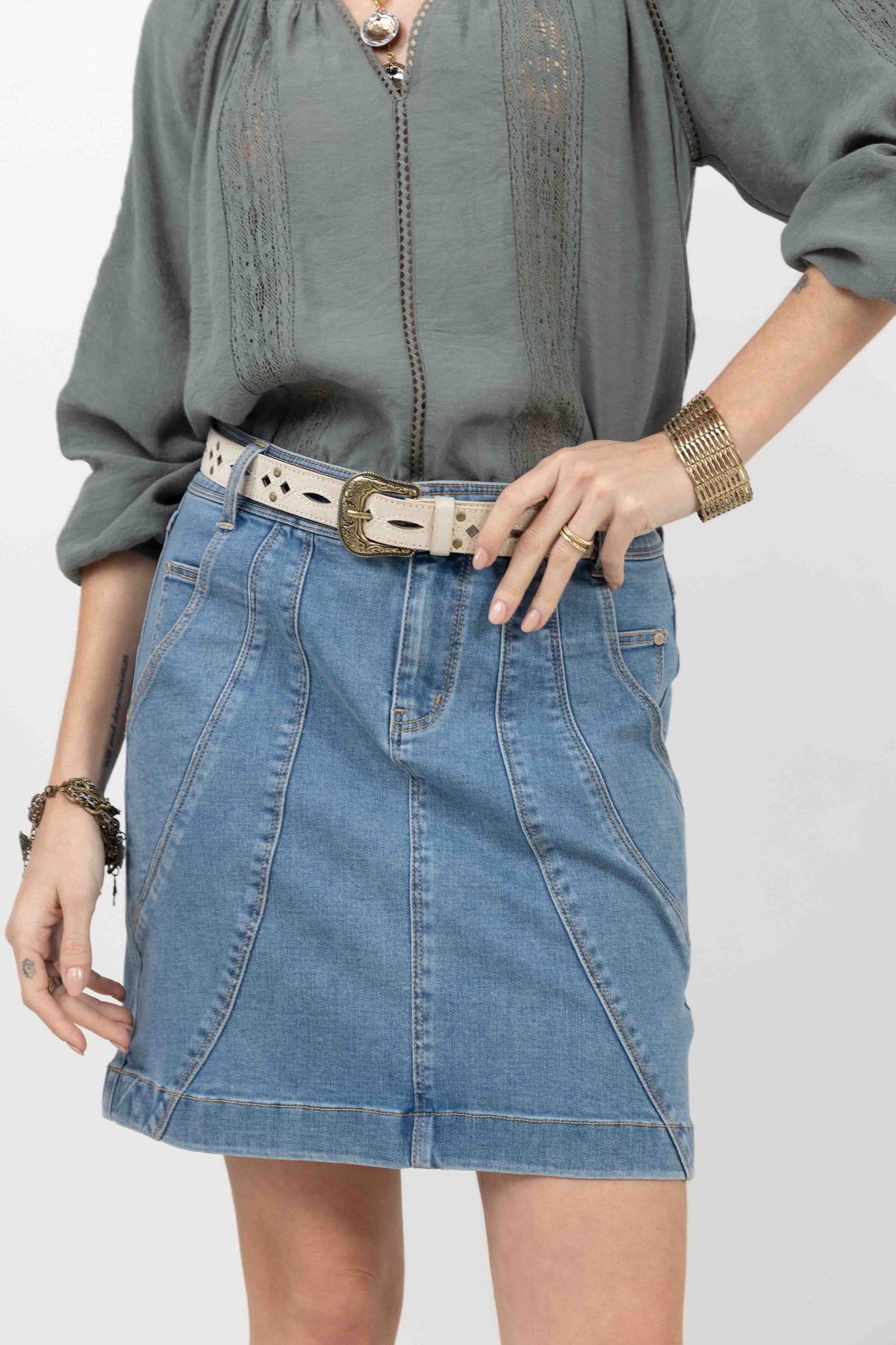 Jupe en jean stretch coupe droite - 2