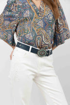 Jean blanc bootcut broderie chic - 2