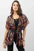 Poncho imprimé ethnique multicolore - 2