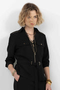 Veste noir chic ceinturée - 1