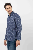 Chemise bleue imprimé fleuri - 2