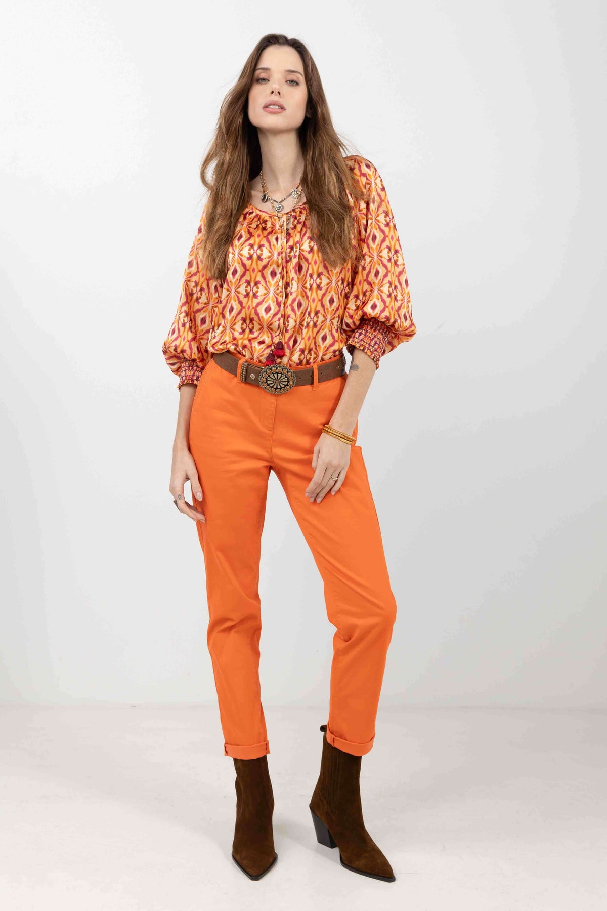Pantalon chino orange moderne - 1