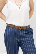 Ceinture camel cuir boucle double E - 1