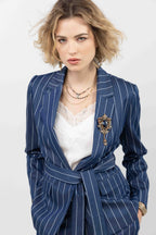 Veste rayée bleu foncé esprit tailleur - 1