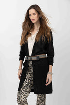 Gilet long noir maille filet gypsy - 2