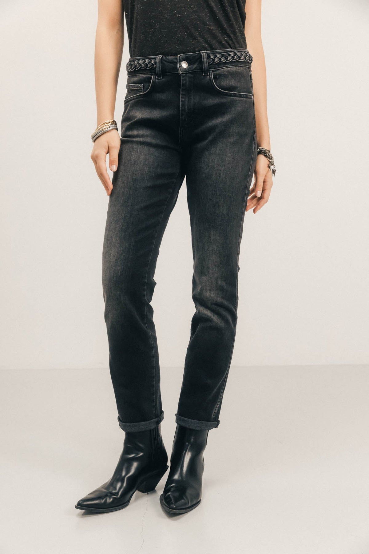 Jean noir slim taille mi-haute - 2