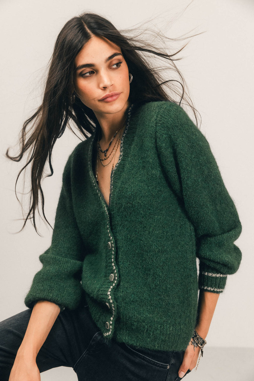 Gilet vert en maille - 1