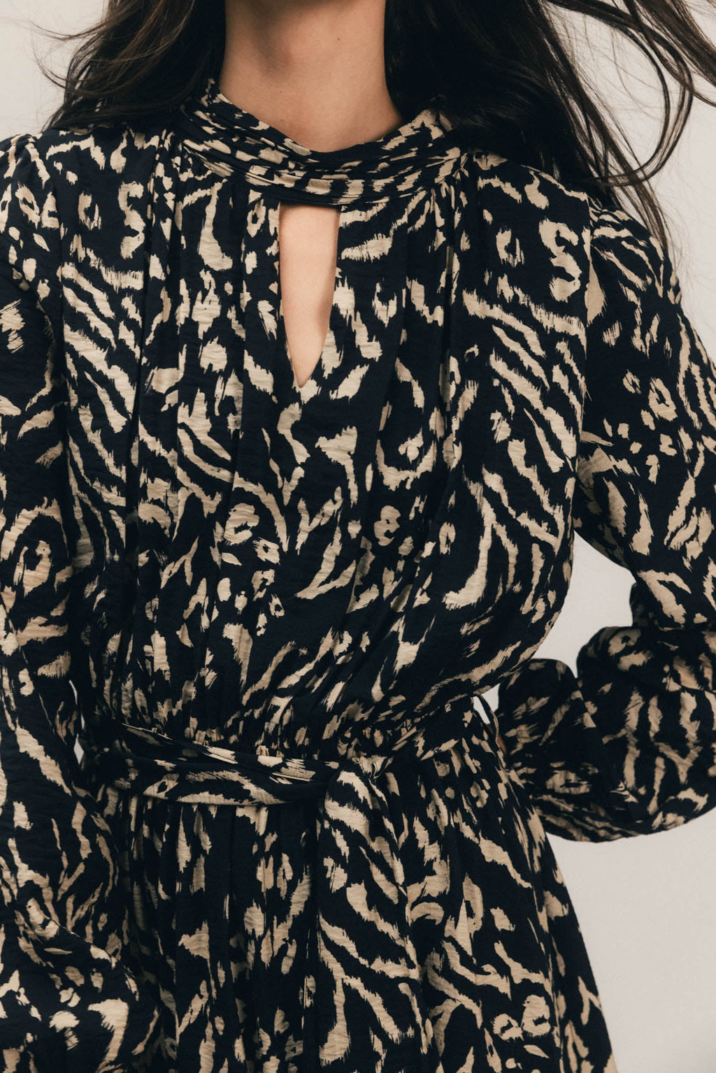 Robe longue noir et crème - 2