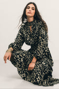 Robe longue noir et crème - 1