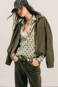 Blouson olive suédé oversized - 1