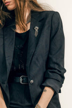 Veste tailleur imprimé broche rock - 2