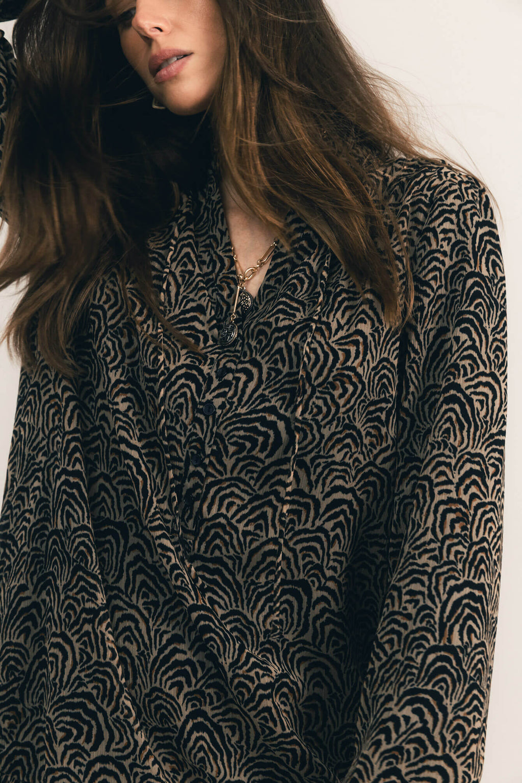 Robe imprimé graphique manches bouffantes - 2