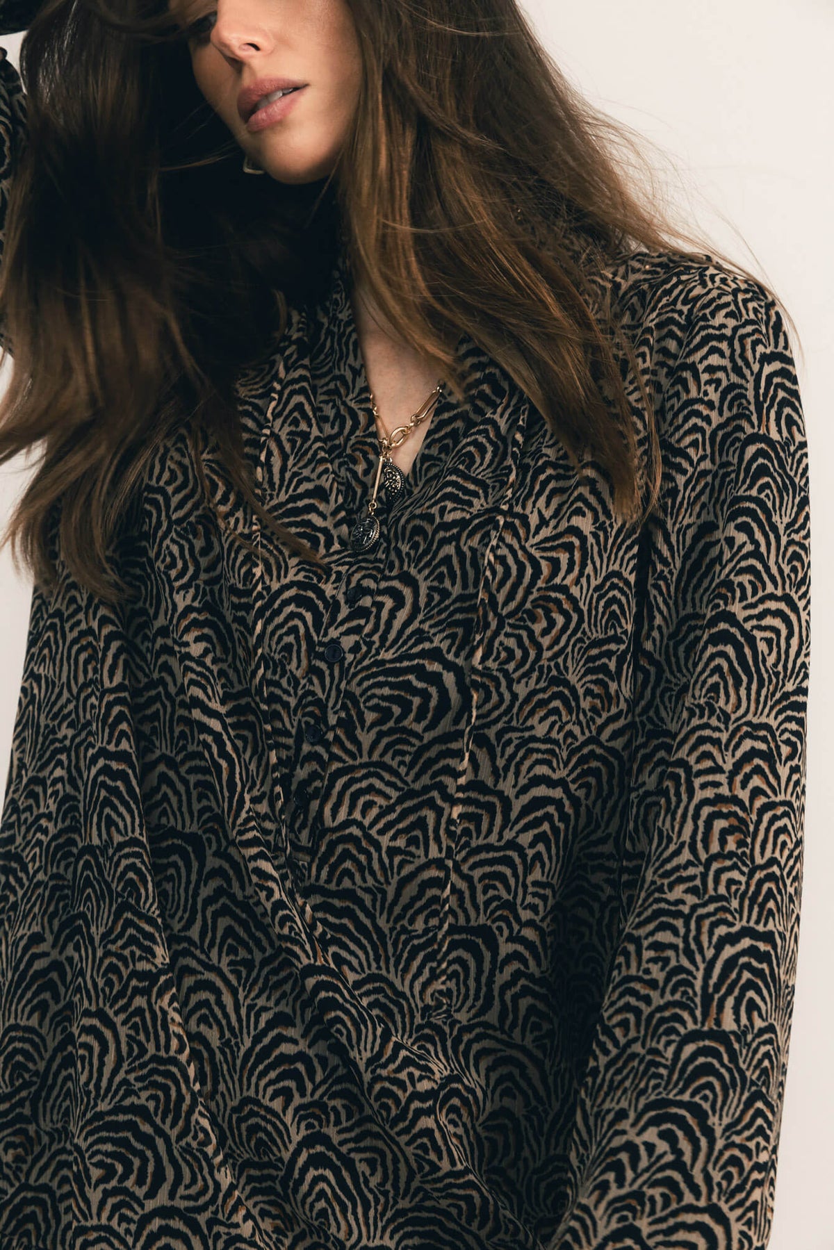 Robe imprimé graphique manches bouffantes - 2