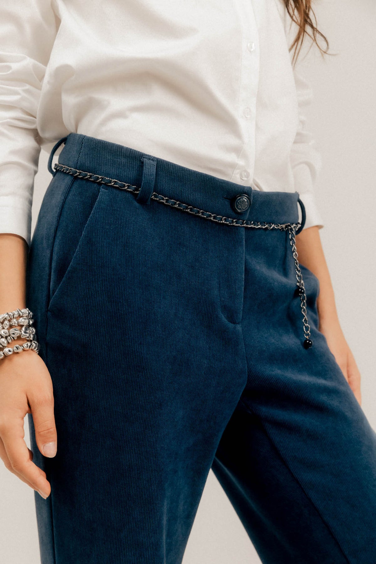Pantalon velours bleu flare - 2