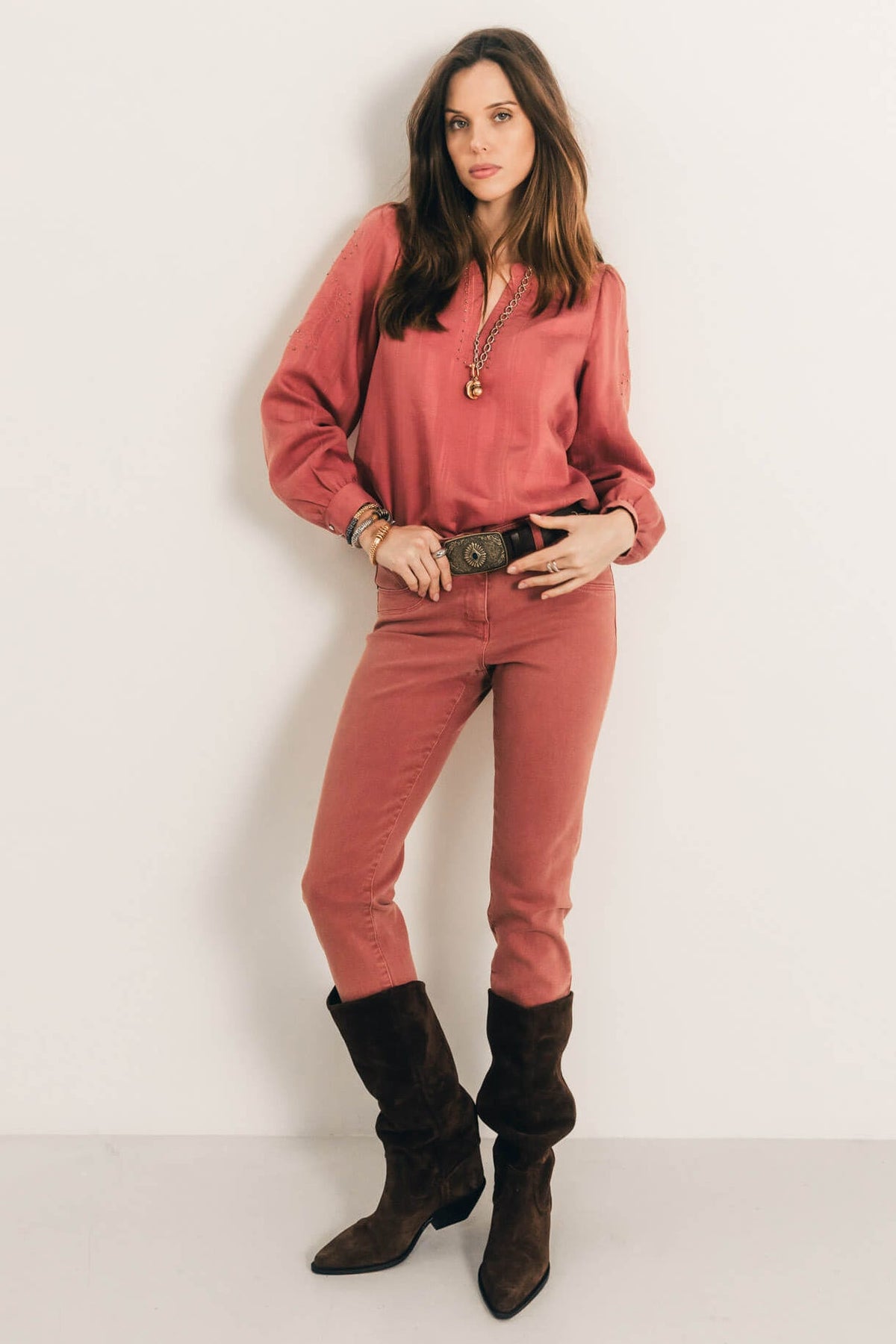 Pantalon rose indien coupe slim - 1