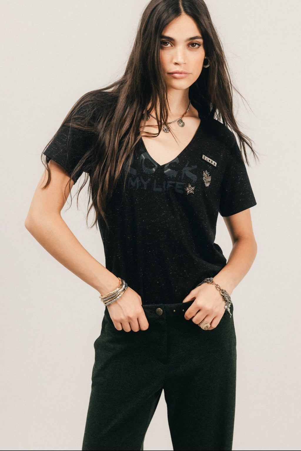 Tee-shirt noir doré - 1