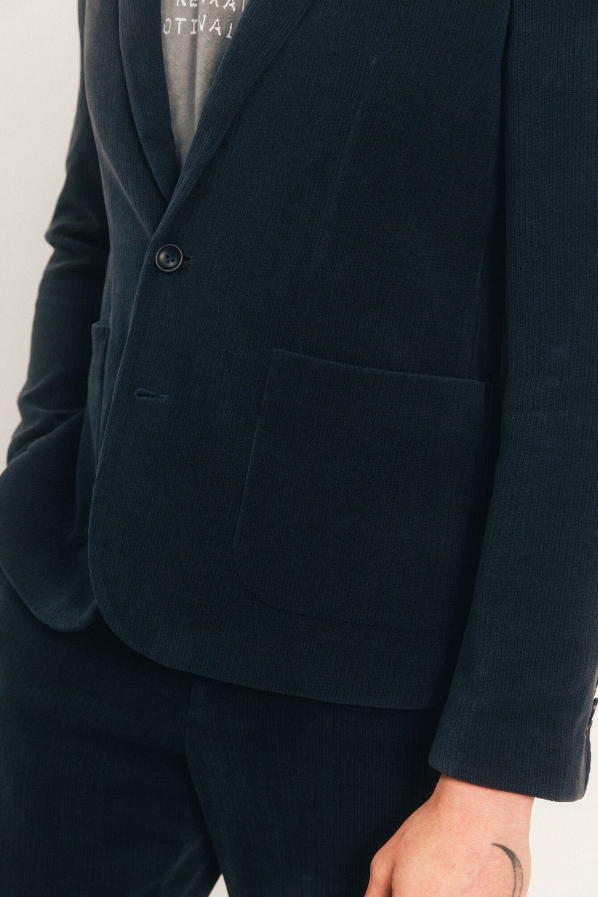 Veste blazer navy velours stretch - 2