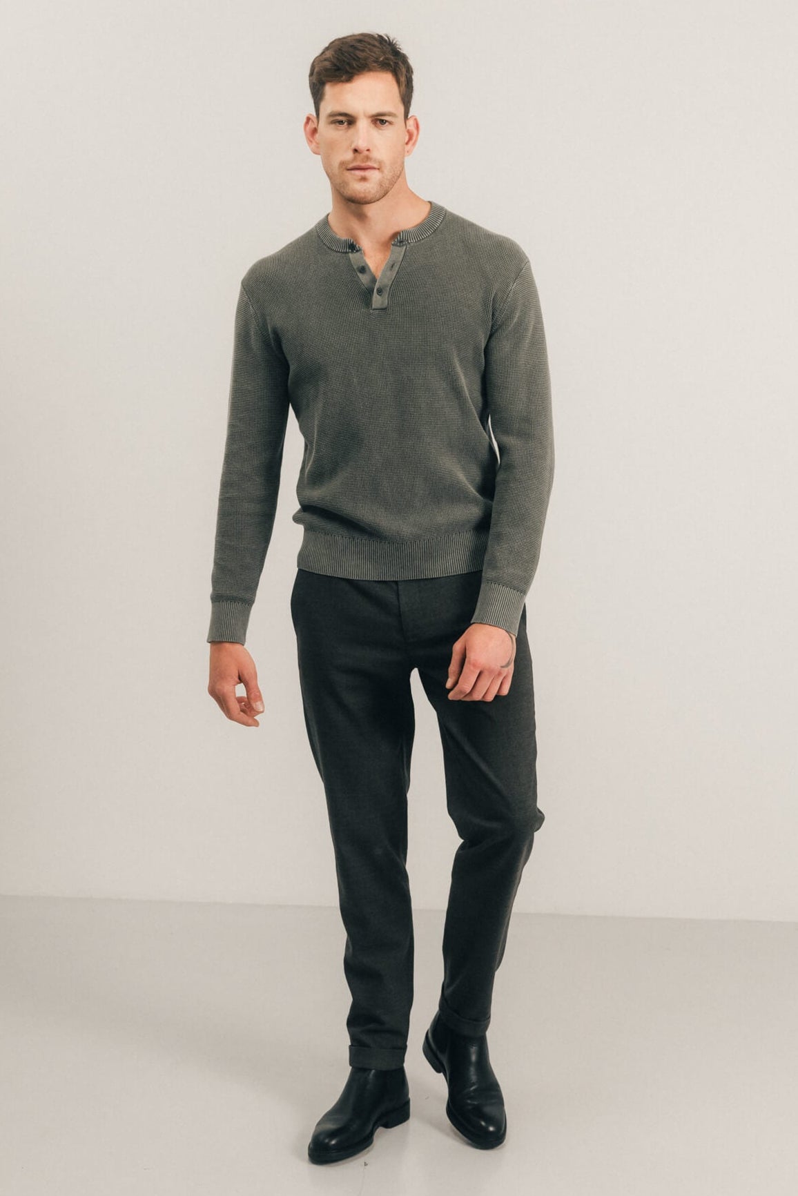 Pantalon kaki carreaux chic - 1