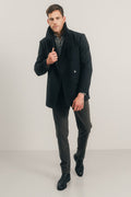 Manteau caban anthracite col tailleur - 1
