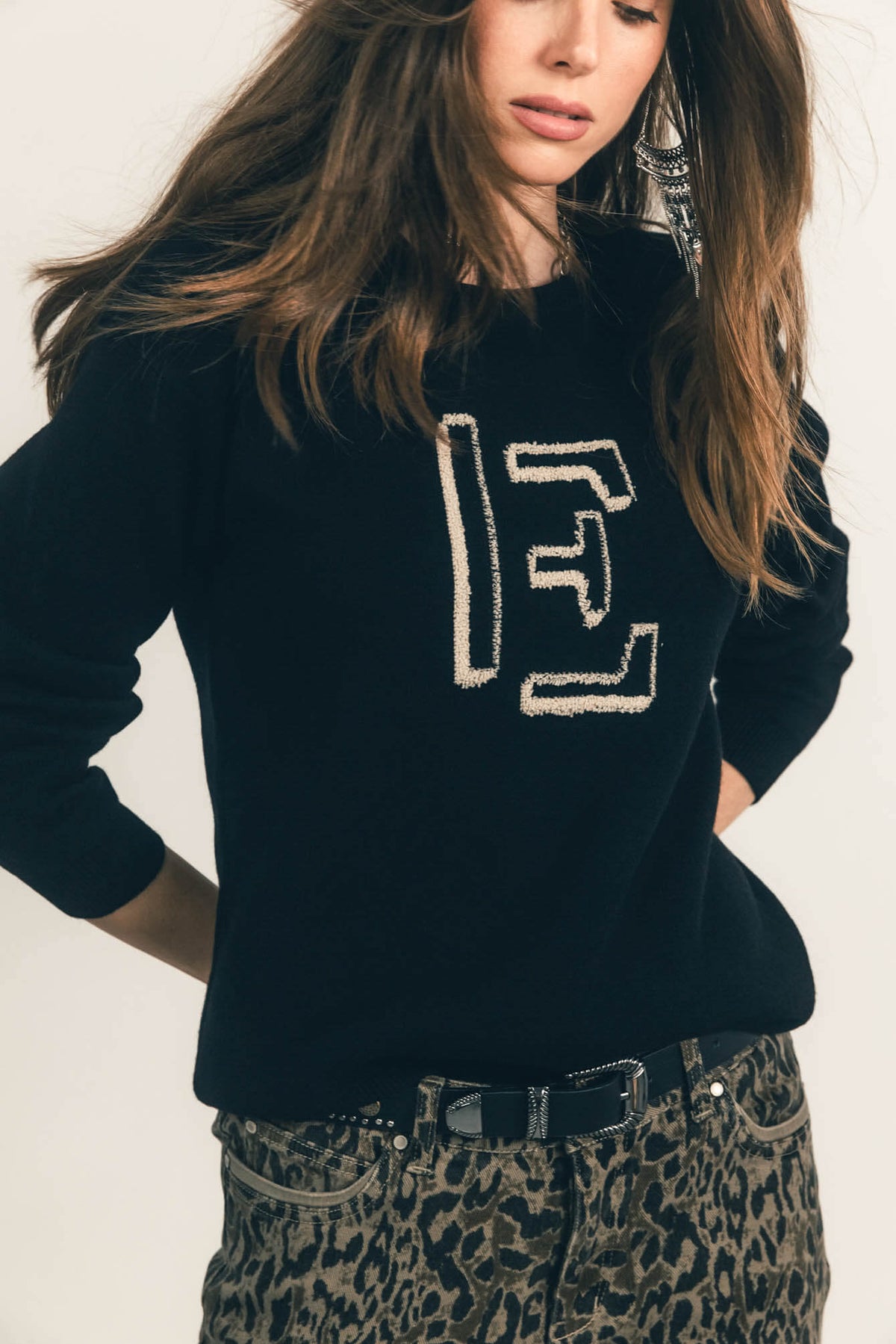 Pull noir monogramme - 2