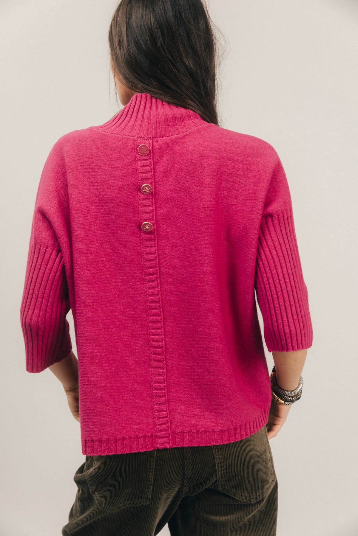 Pull fuchsia col montant - 2