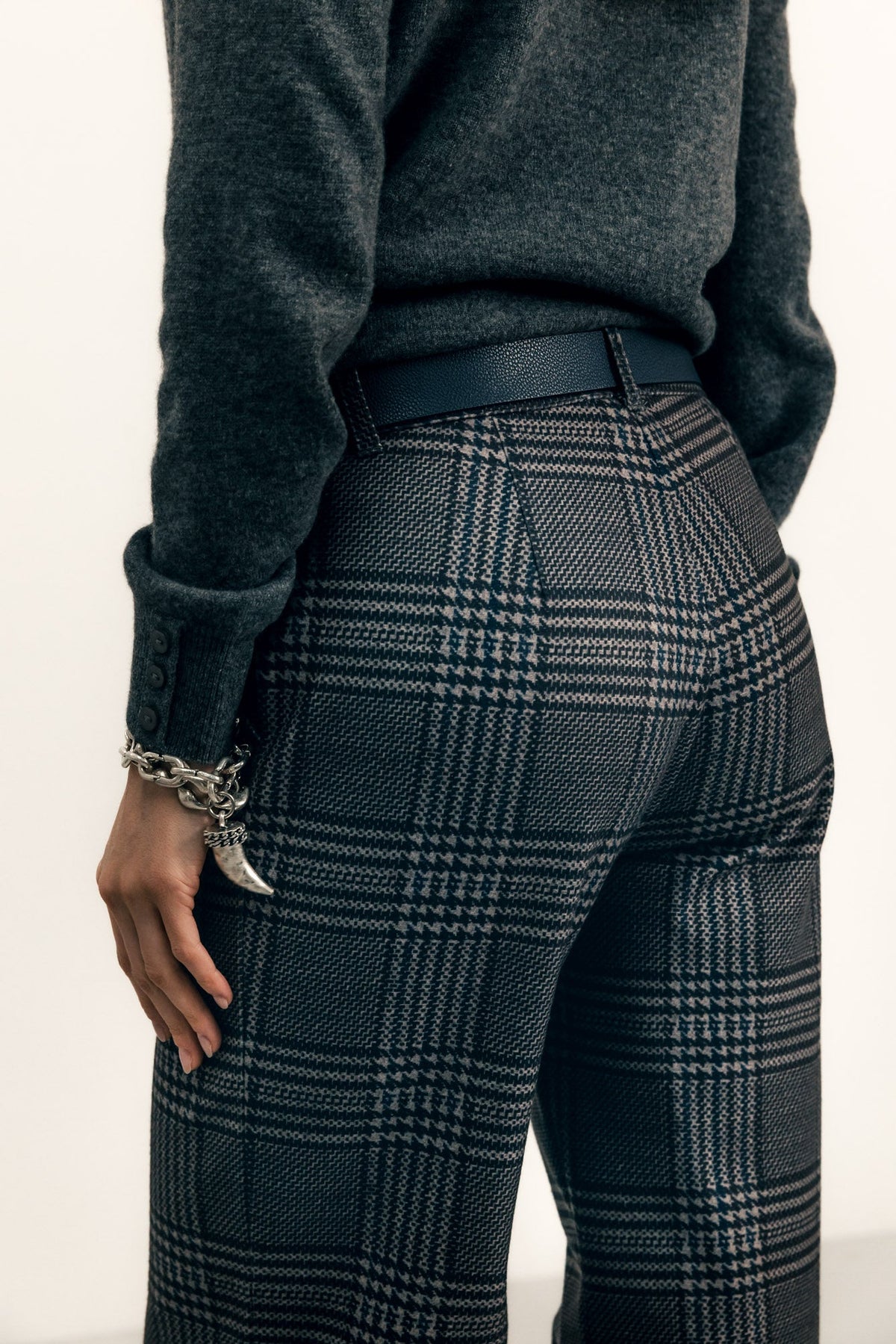 Pantalon prince-de-galles gris - 2