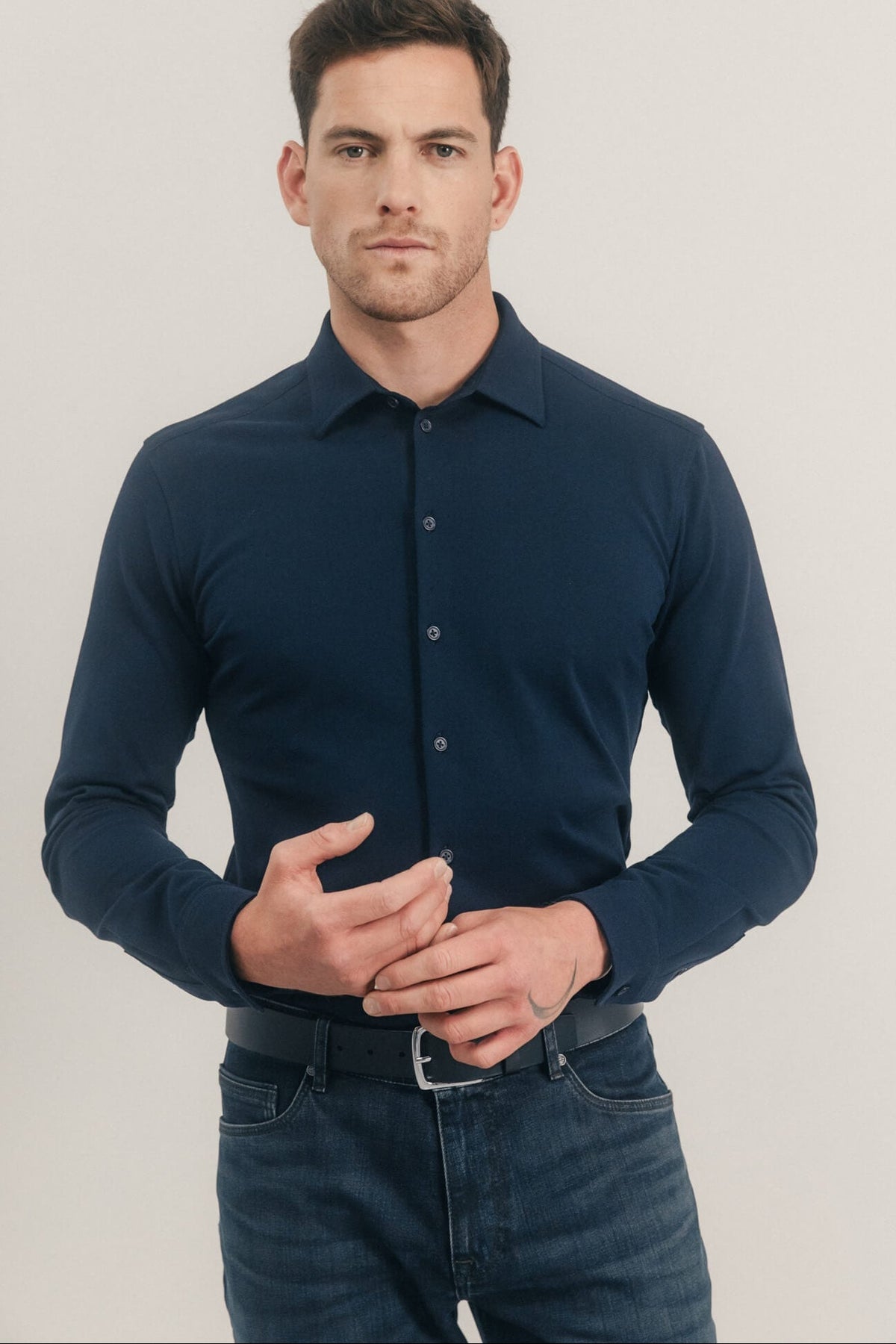 Chemise maille navy confort - 1