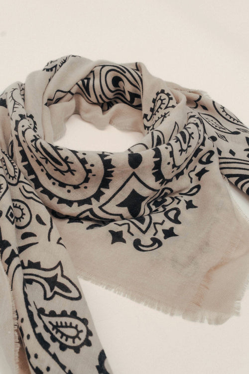 Carré beige imprimé bandana rock - 2