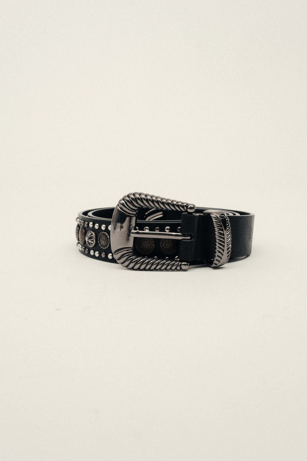 Ceinture noire cloutée esprit western - 1