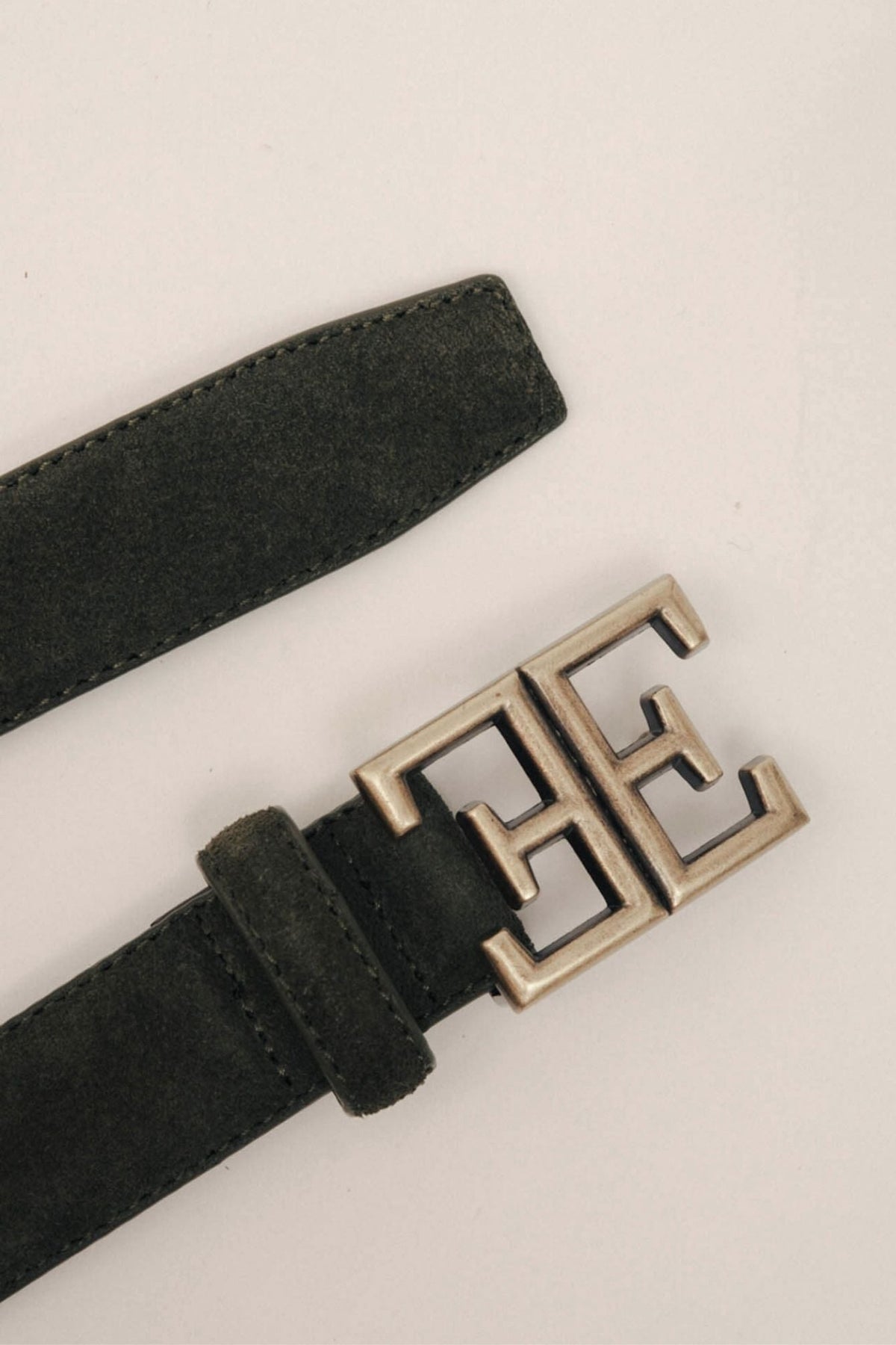 Ceinture en cuir kaki boucle monogramme - 2