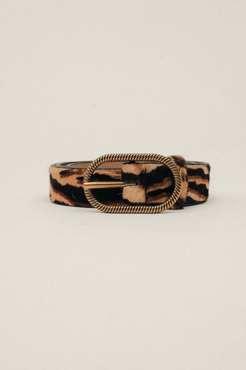Ceinture imprimé tigre boucle dorée - 1