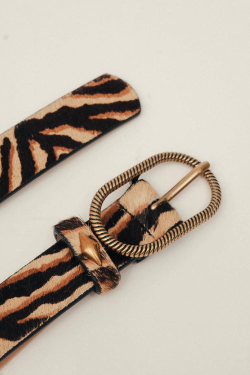 Ceinture imprimé tigre boucle dorée - 2
