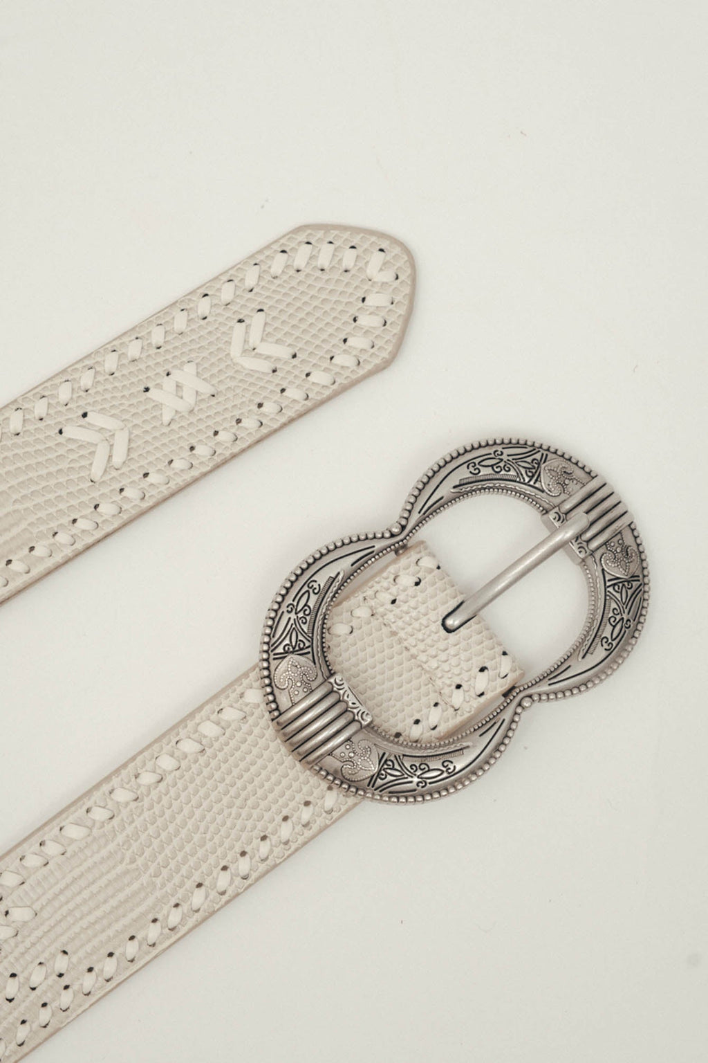 Ceinture grise cuir texturé bijou - 2