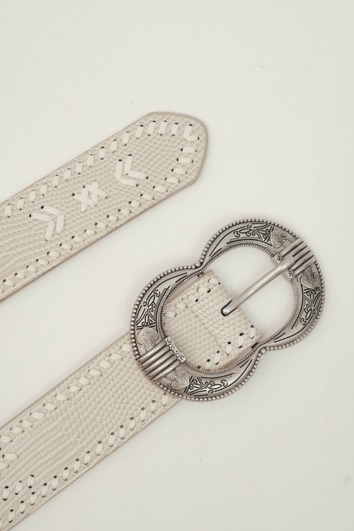 Ceinture grise cuir texturé bijou - 2