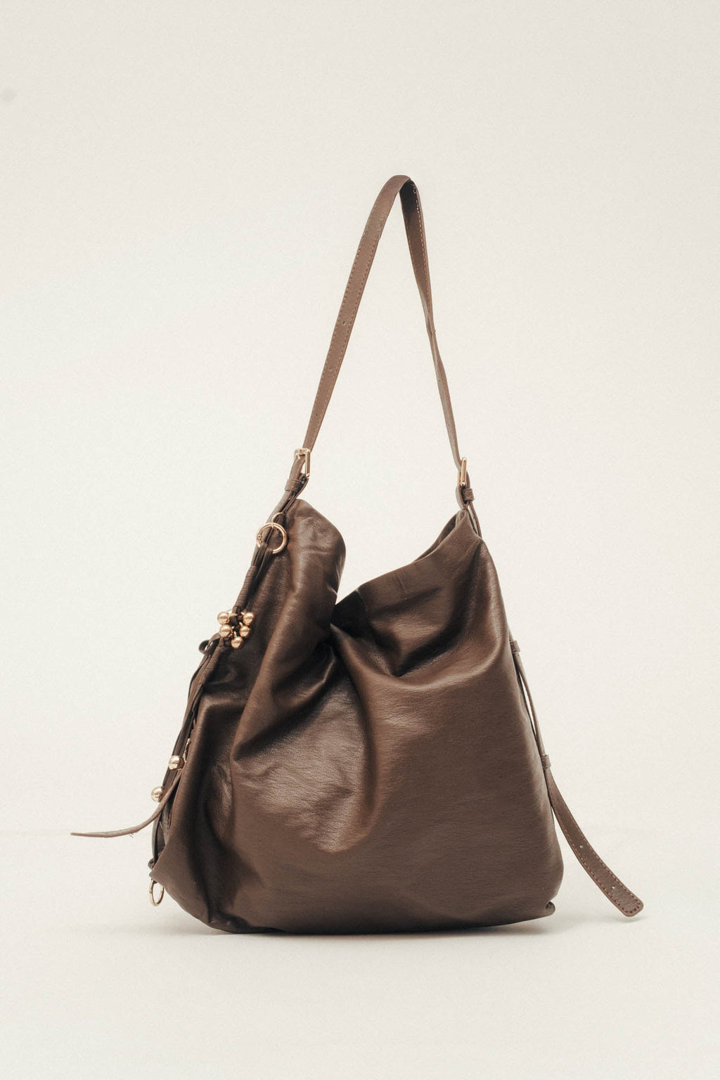 Sac shopping choco cuir patiné - 2