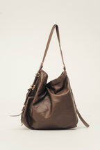 Sac shopping choco cuir patiné - 2