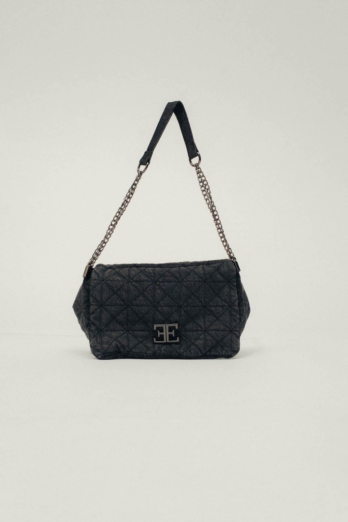 Sac denim noir matelassé rock - 2