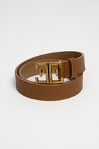 Ceinture camel cuir boucle double E - 2