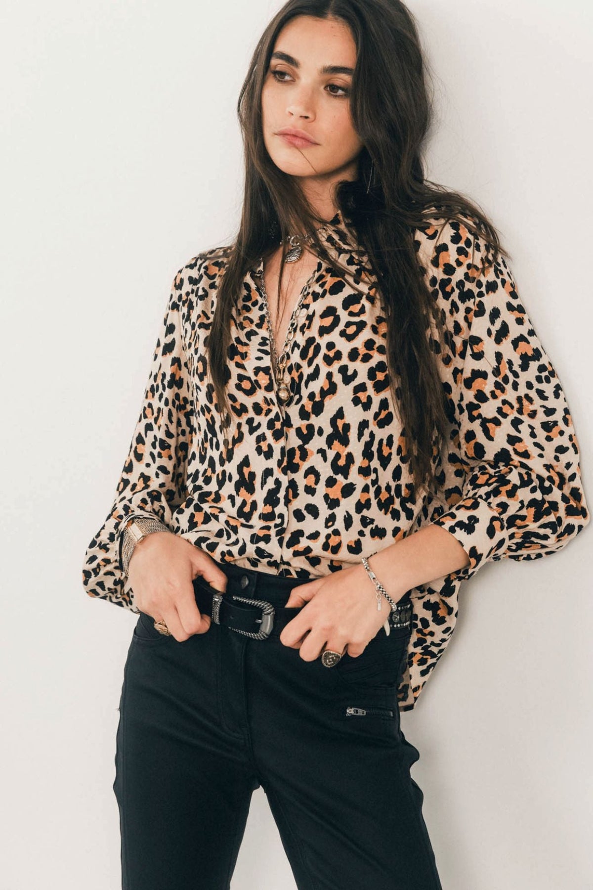 Chemise imprimé léopard bohème chic - 1