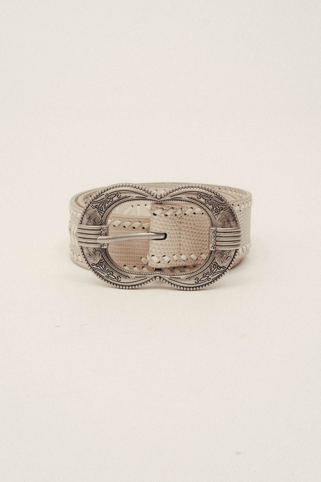 Ceinture grise cuir texturé bijou - 1