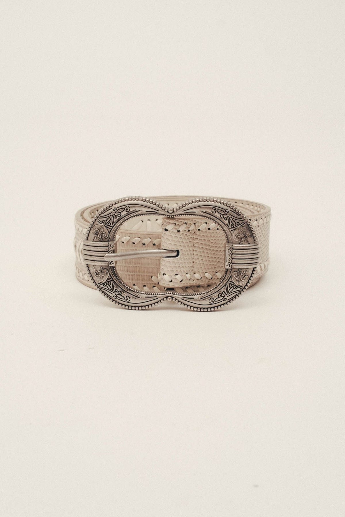 Ceinture grise cuir texturé bijou - 1