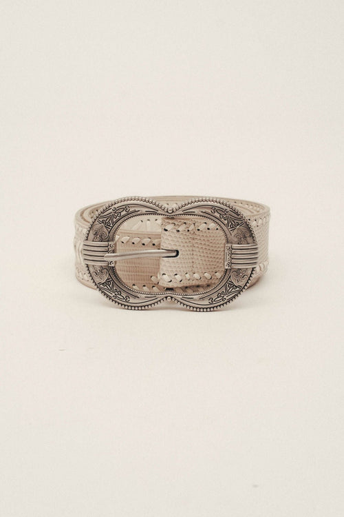 Ceinture grise cuir texturé bijou - 1
