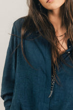 Chemise bleue jacquard satinée chic - 2