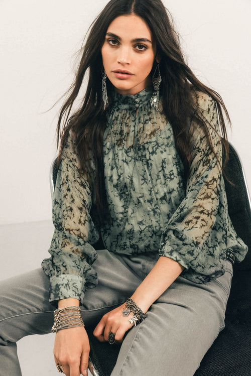 Blouse et débardeur imprimé jade - 1