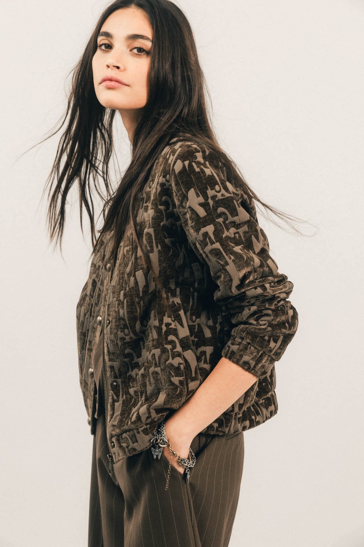 Bomber bronze velours damassé jacquard - 1