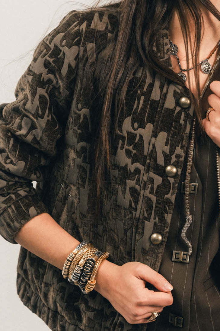 Bomber bronze velours damassé jacquard - 2